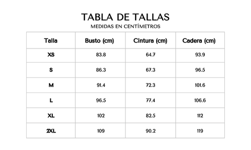 Tabla de tallas