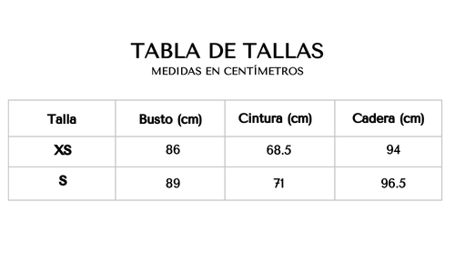 Tabla de tallas 