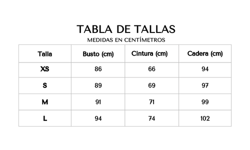 Tabla de tallas 