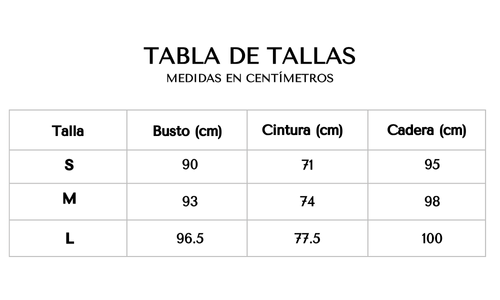 Tabla de tallas 