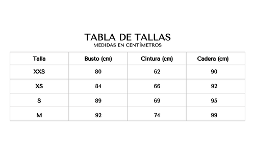 Tabla de tallas