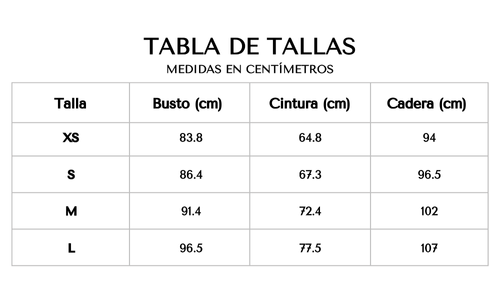 Tabla de tallas 