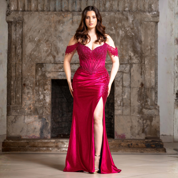 Emma Clara - Vestido de fiesta corset encaje y manga bardot Karol