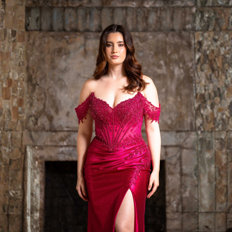 Emma Clara - Vestido de fiesta corset encaje y manga bardot Karol