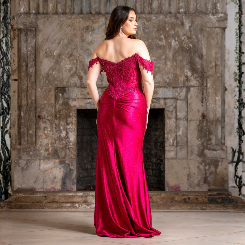 Emma Clara - Vestido de fiesta corset encaje y manga bardot Karol