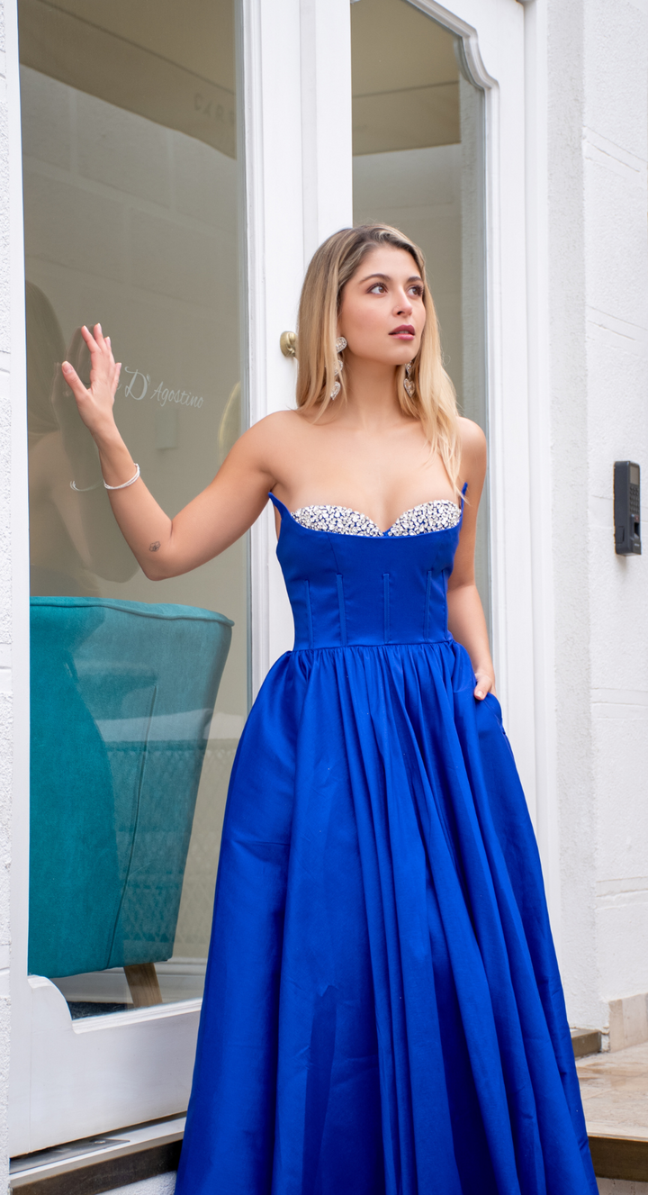 Emma Clara - Vestido Largo de Fiesta Iris estilo princesa y detalles en strass