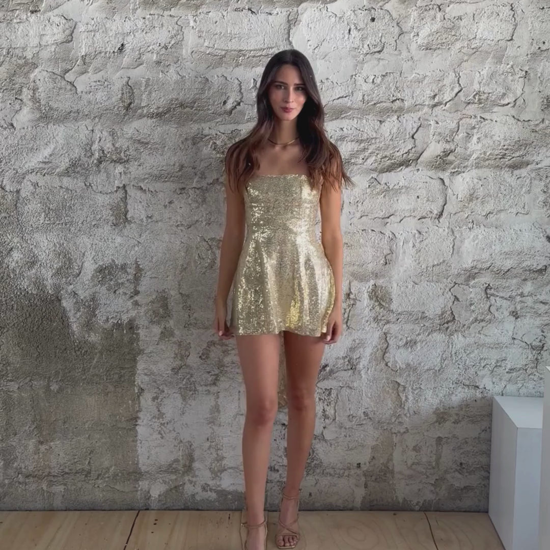 Emma Clara - Vestido de Fiesta Corto Inna Dorado