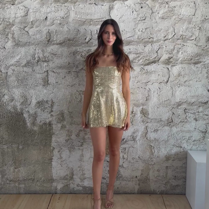 Emma Clara - Vestido de Fiesta Corto Inna Dorado
