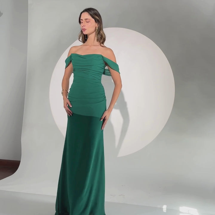 Emma Clara - Vestido de Fiesta Ajustado Chiffon Lily Verde Esmeralda