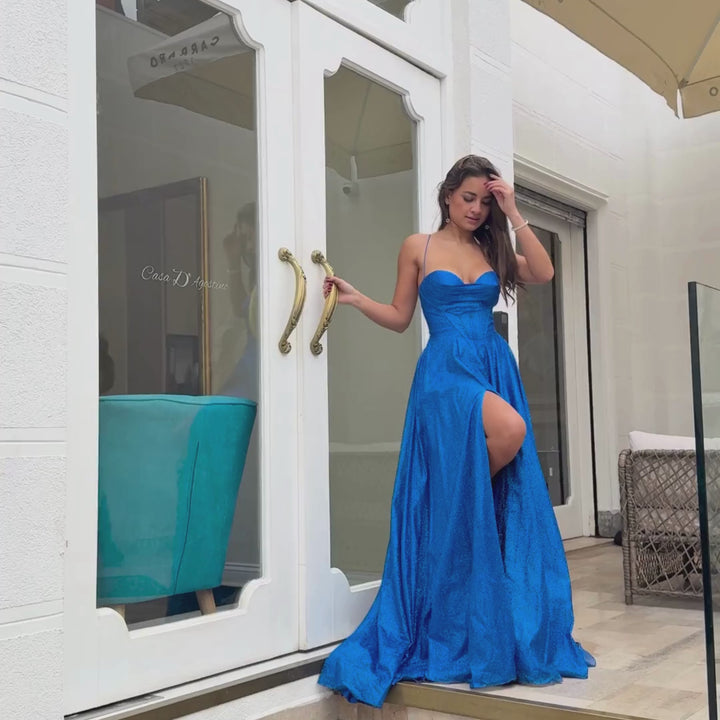 Emma Clara - Vestido Largo Con Corset Clara Azul Royal