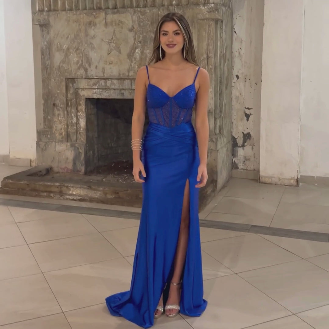 Emma Clara - Vestido de Fiesta azul royal corset ajustable Cata