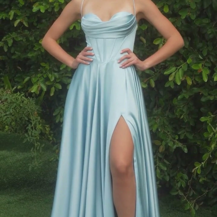 Emma Clara - Vestido de Fiesta Largo Celeste Corset Diana