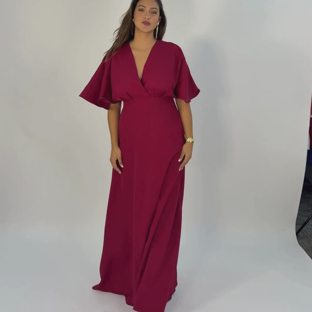 Emma Clara - Vestido Largo Manga Amplia Josefa Borgoña