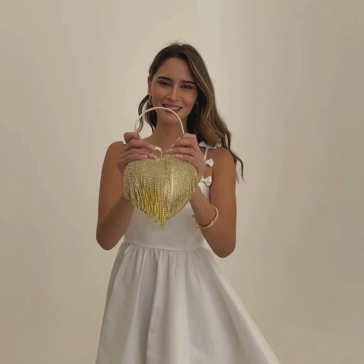 Emma Clara - Cartera de Fiesta Corazón con Strass Dorado