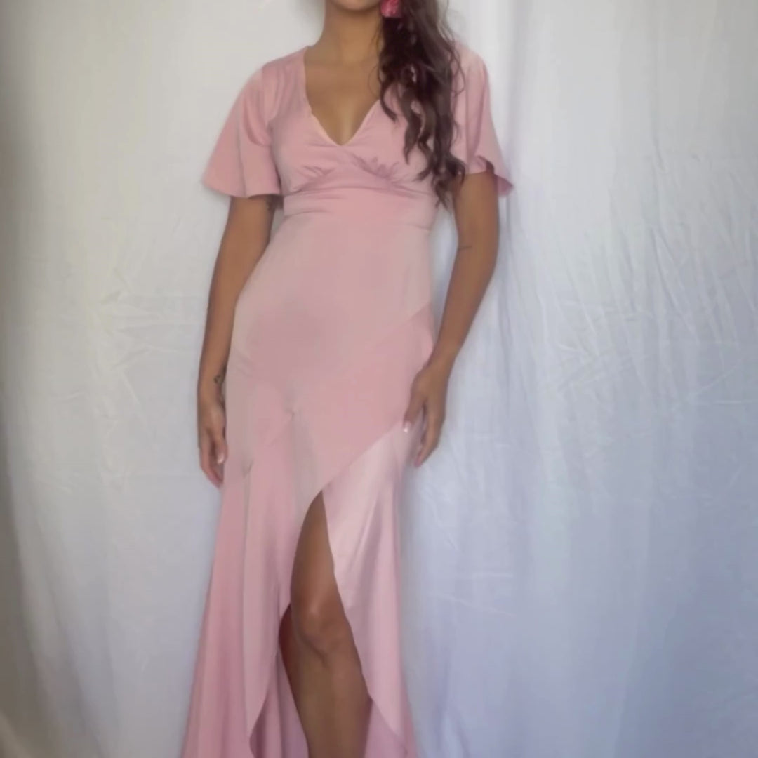 Emma Clara - Vestido de Fiesta Escote en V EC0259 Rosa