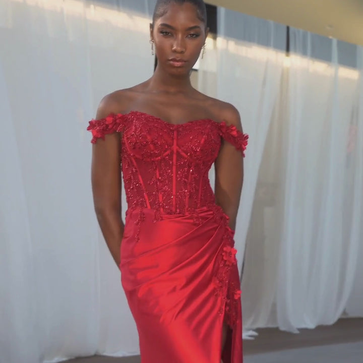 Emma Clara - Vestido De Fiesta Corset Bordado Martina Rojo