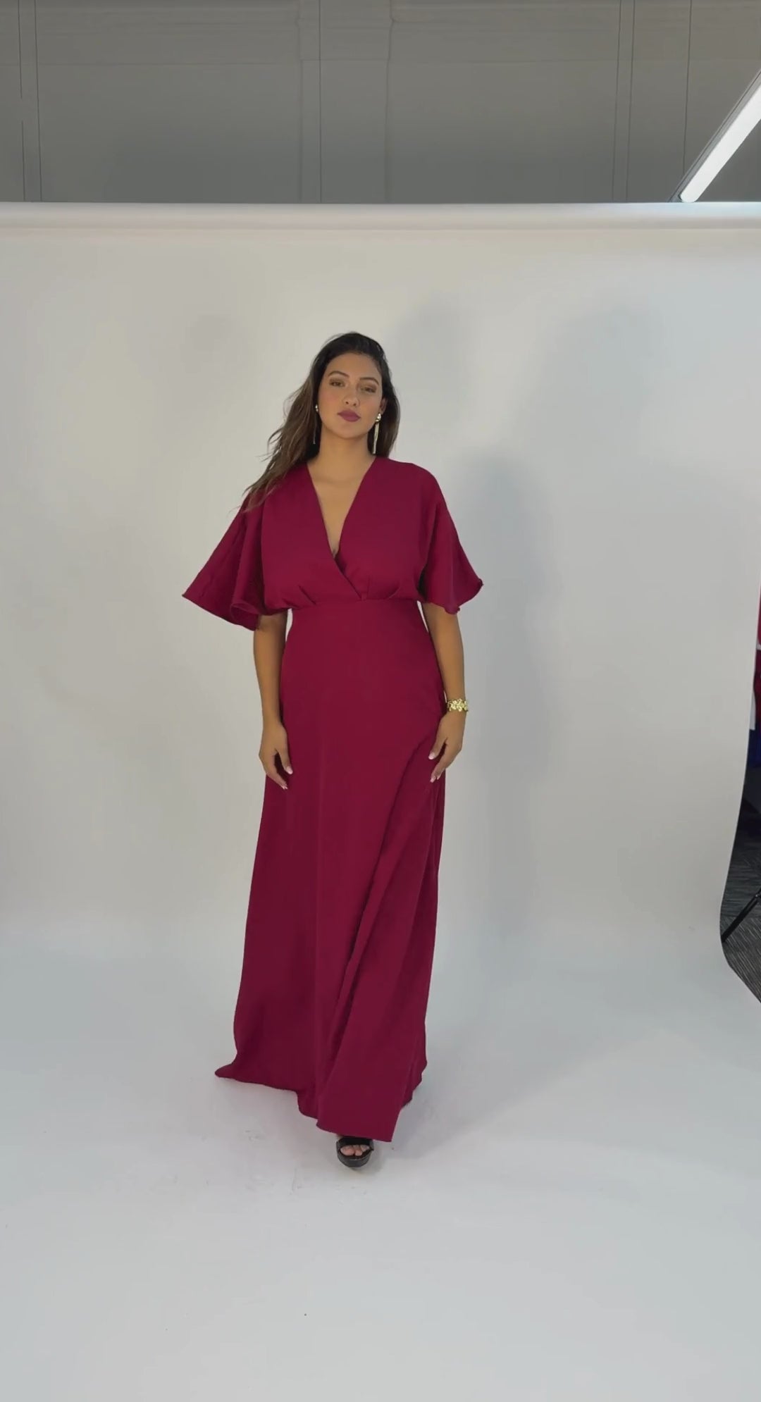 Emma Clara - Vestido Espalda Descubierta Josefa Borgoña