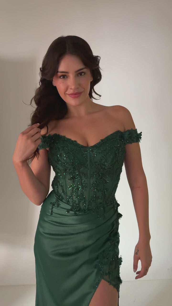 Emma Clara - Vestido de fiesta estilo corset Martina Verde Esmeralda