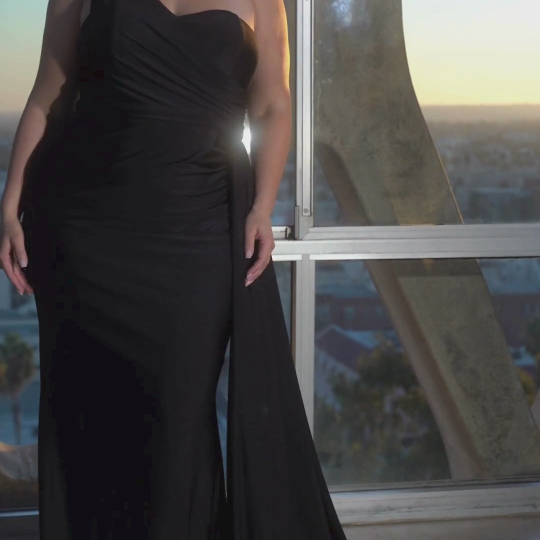 Emma Clara - Vestido De Fiesta Asimétrico Jersey EC0142 Negro