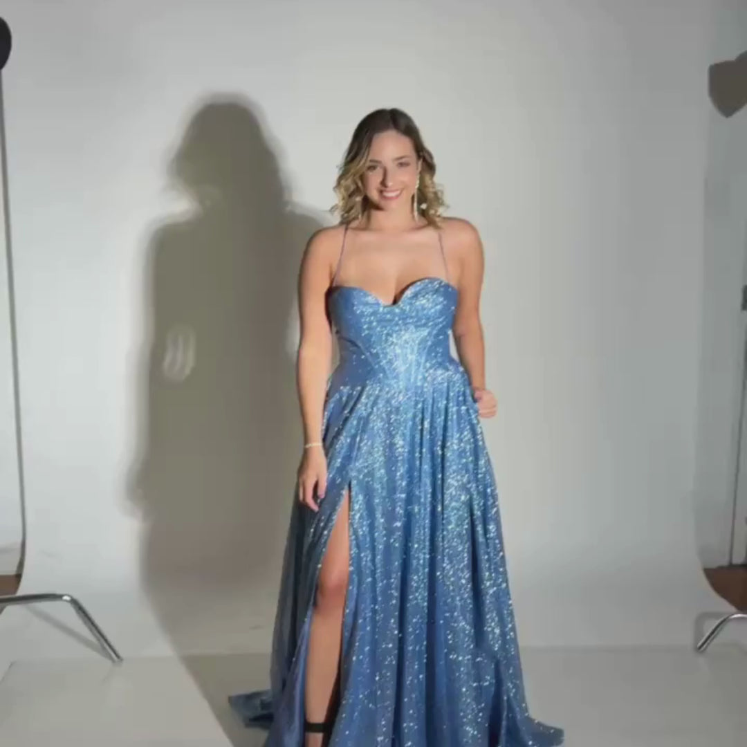 Emma Clara - Vestido Largo Con Corset Clara Celeste