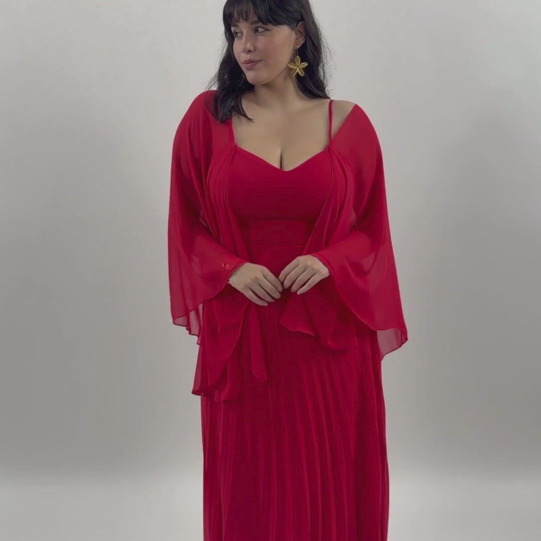 Emma Clara - Vestido de Fiesta con Capa desmontable Estela Rojo