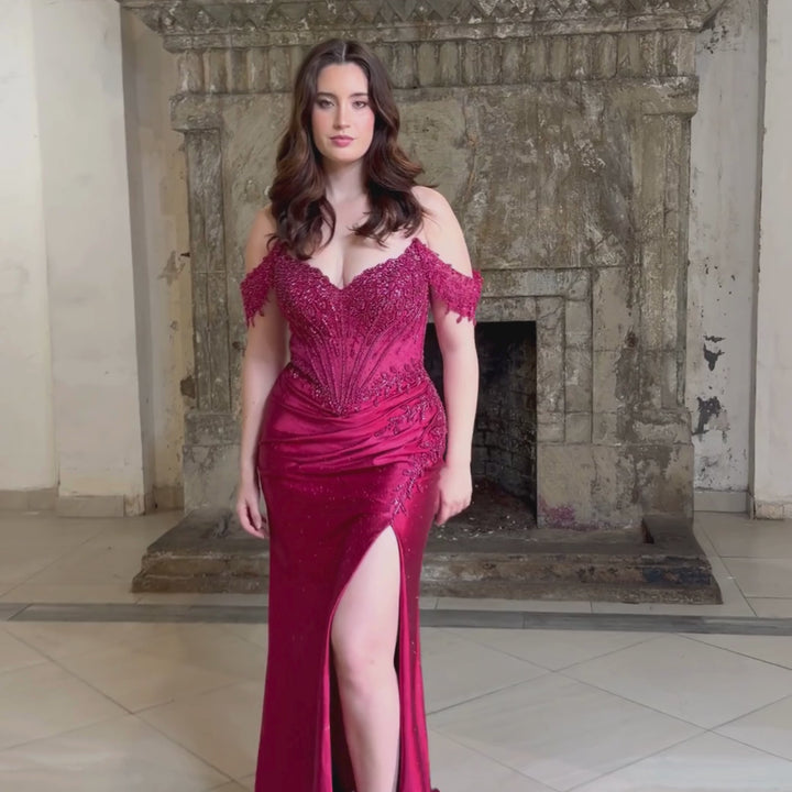 Emma Clara - Vestido de fiesta corset encaje y manga bardot Karol