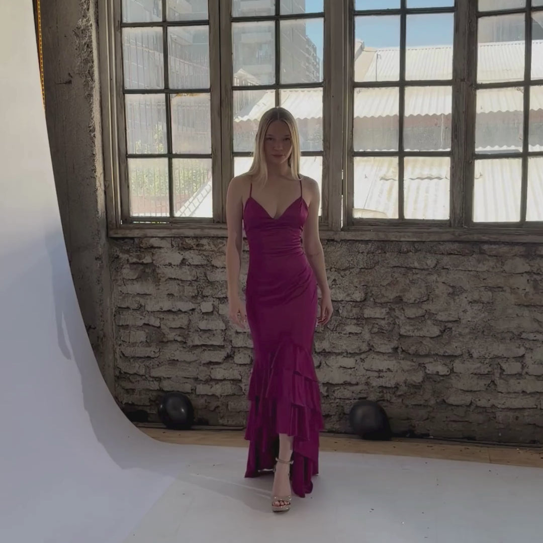 Emma Clara - Vestido de Fiesta Espalda Corset Isi Magenta