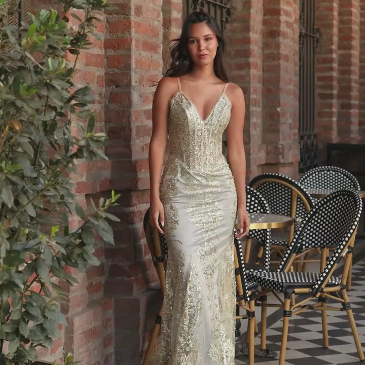 Emma Clara - Vestido De Fiesta Sirena Brillante Marta Gold
